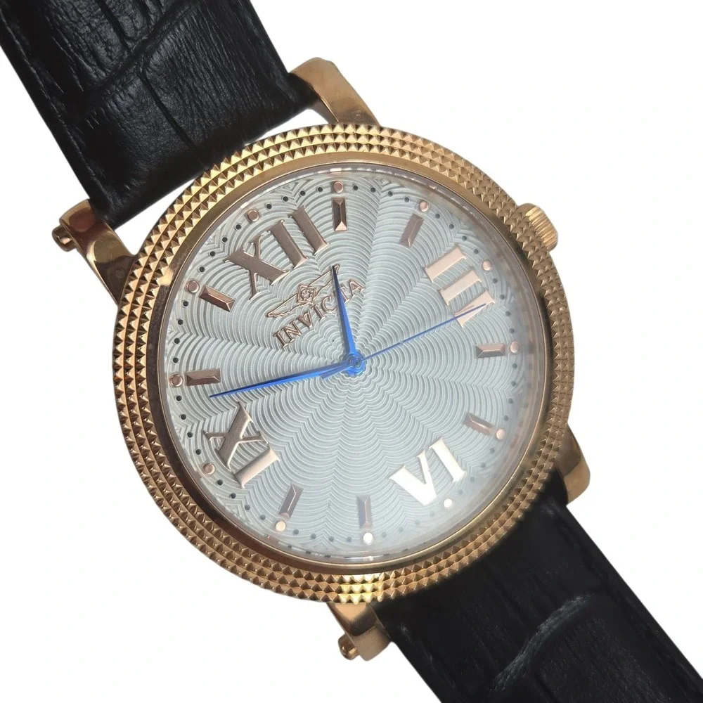 Invicta Vintage Collection Watch 25757 Rose Gold Case Croc Leather Band